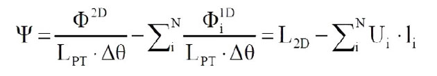 Formula per il calcolo della trasmittanza lineare secondo la UNI EN ISO 11300.